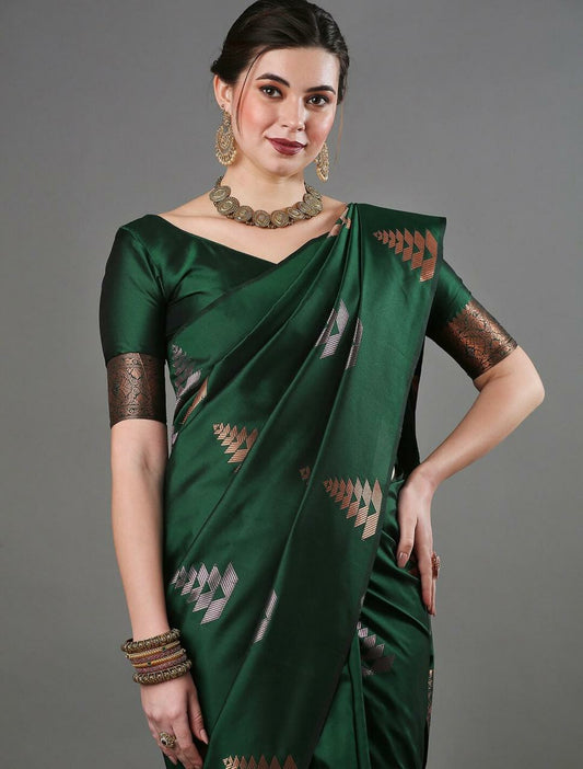 Festive Olive Designer Woven Saree