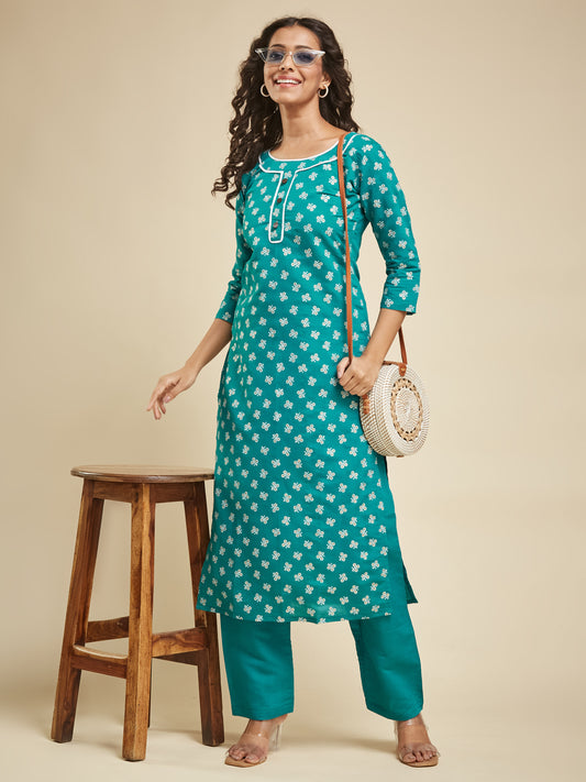 Designer Viscos Green kurta Set