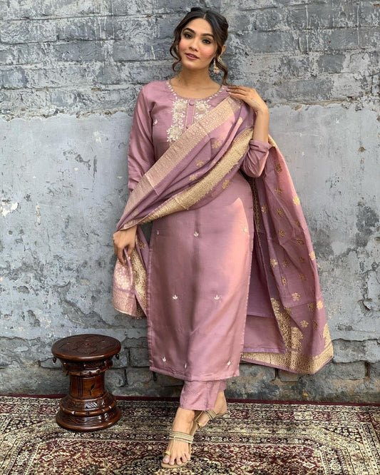 Party Wear Viscos Onion Kurta Set