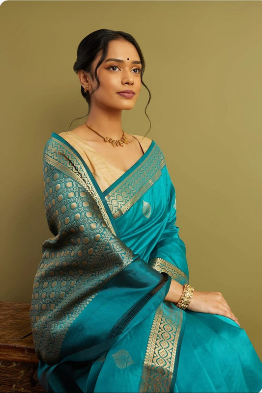 Serene Sky Blue Elegance Saree