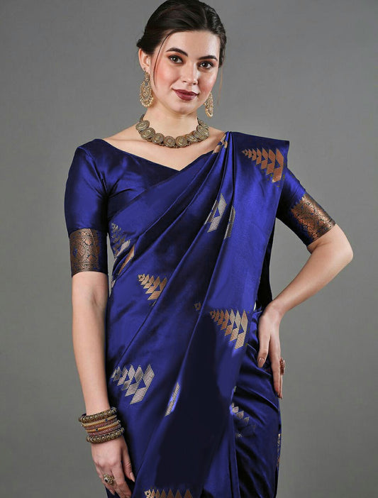 Elegant Navy Blue Festive Saree