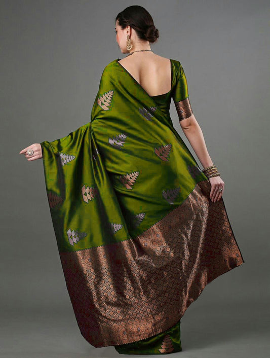 Classic Emerald Jacquard Saree