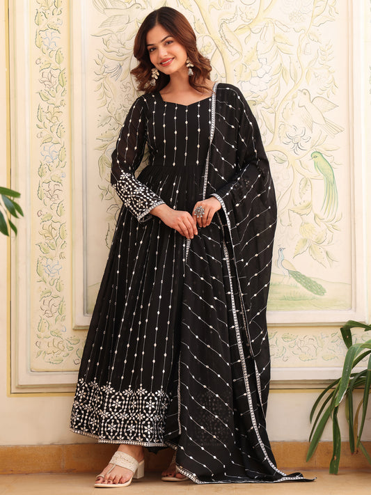 Georgette Party Wear Black Anarkali Suit