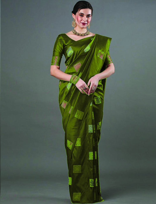 Classic Emerald Jacquard Saree