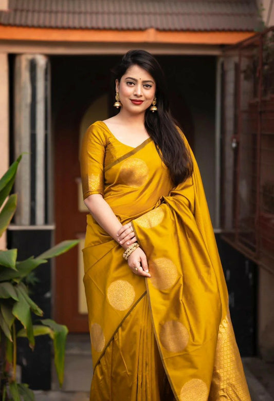 Golden Mustard Traditional Silk Saree