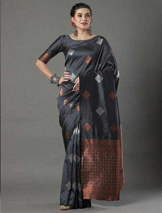 Traditional Grey Saree For Women