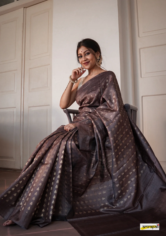 Elegance Brewed in Coffee & Blush Saree
