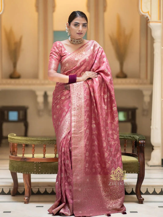 Peach Elegance Saree Look