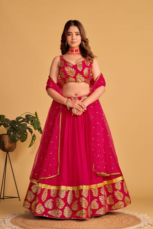 Georgette Party Wear Pink Lehenga Choli