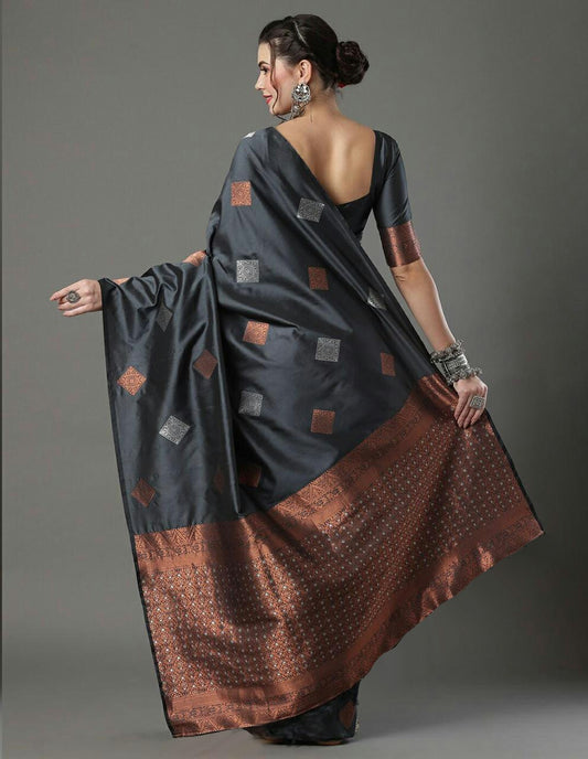 Traditional Grey Saree For Women