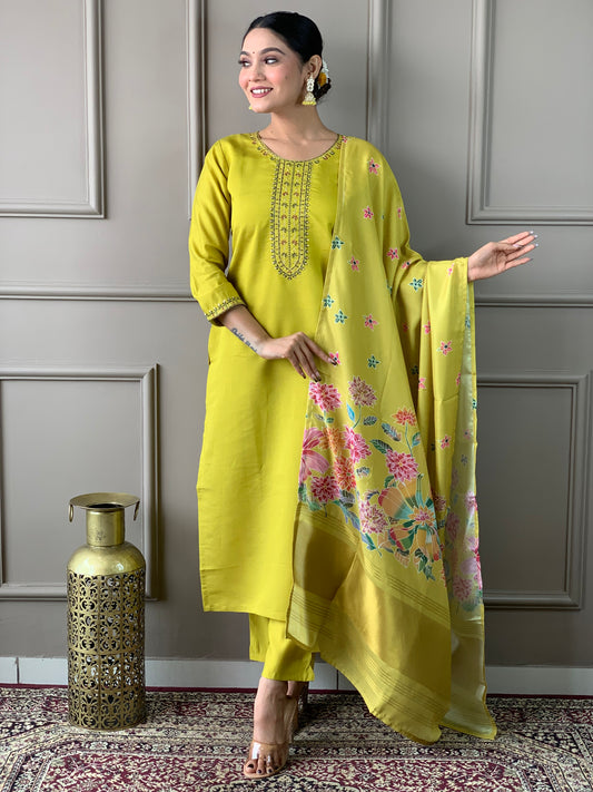 Designer Viscos Yellow Kurta Set