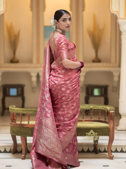 Peach Elegance Saree Look