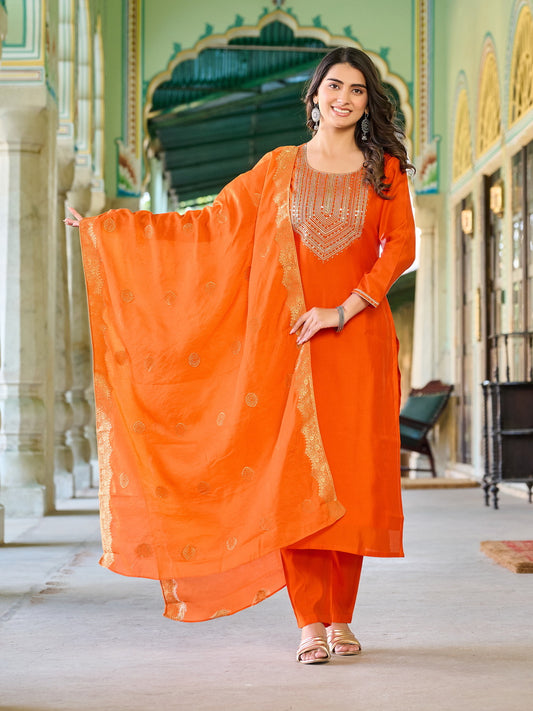 Designer Orange Kurta Set For Laddies