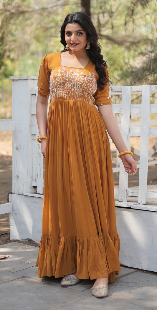 Sequence Wear Cotton Yellow Gown
