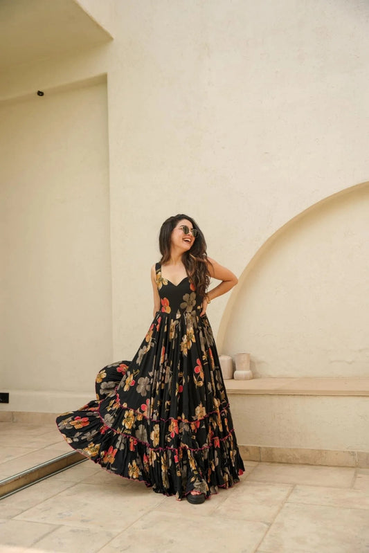 Trending Black Maxi Western Dress For Women