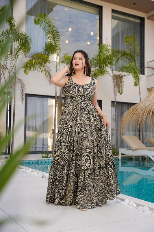 Timeless Tones: Black and White Long Dress
