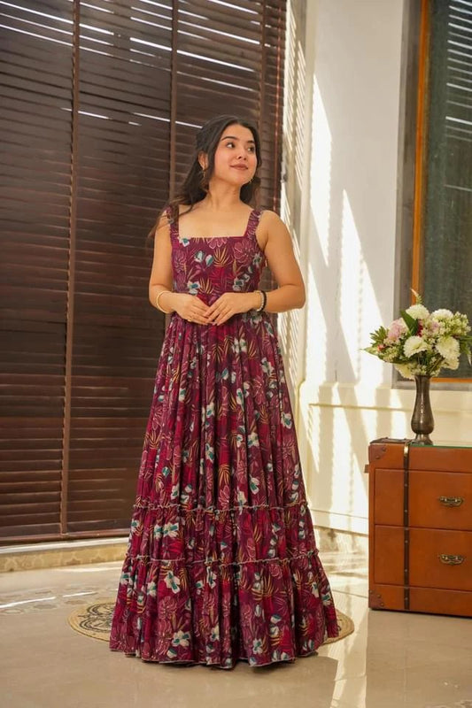 Rich Maroon Glam Maxi Dress