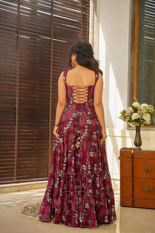 Rich Maroon Glam Maxi Dress