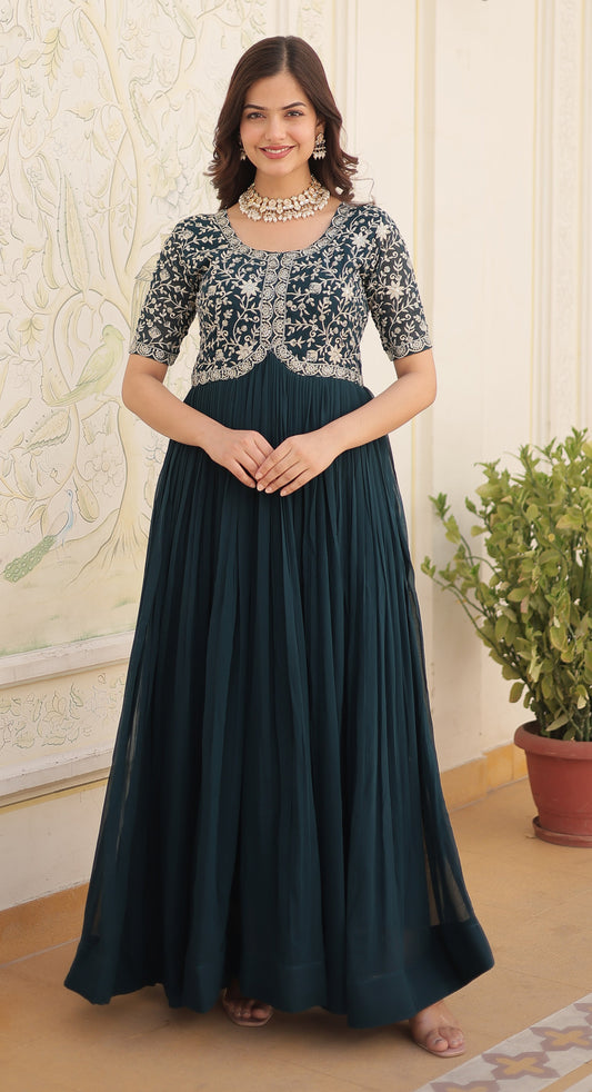 Premium Designer Readymade Turquoise Kurta Set