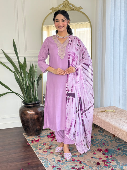 Elegant Light Purple Kurta Set for Women – Festive & Ethnic Wear