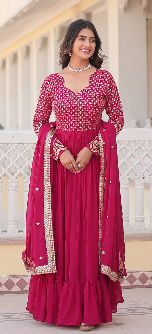 Designer Embroidered Pink Kurta Set