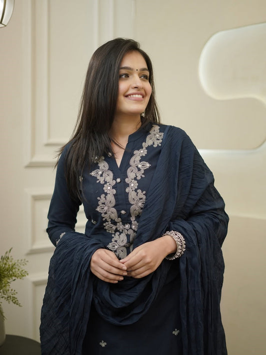 Elegant Navy Blue Kurta Set – Classy & Timeless
