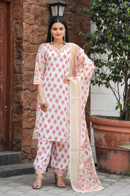 Casual Wear Printed Cotton Kurta Set