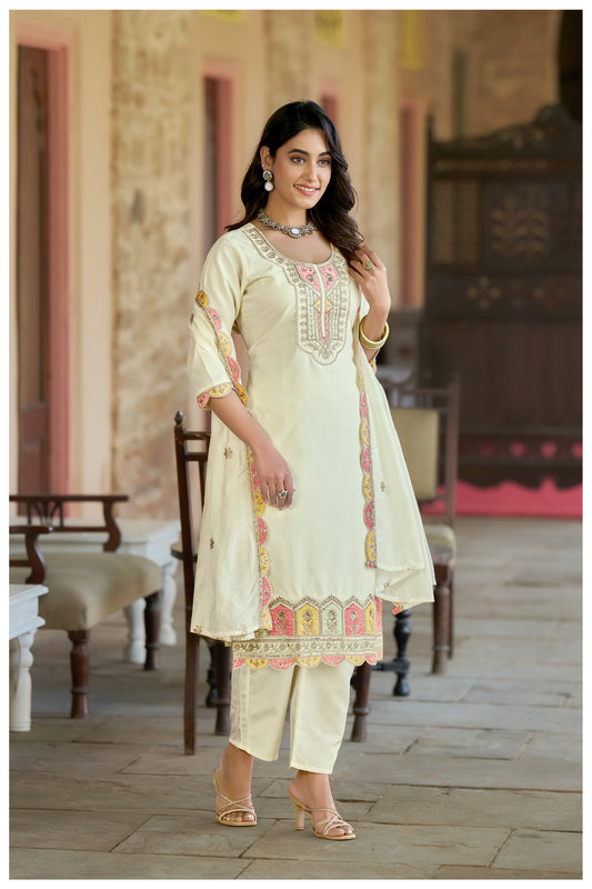Wedding Wear Off White Kurta Set For Laddies