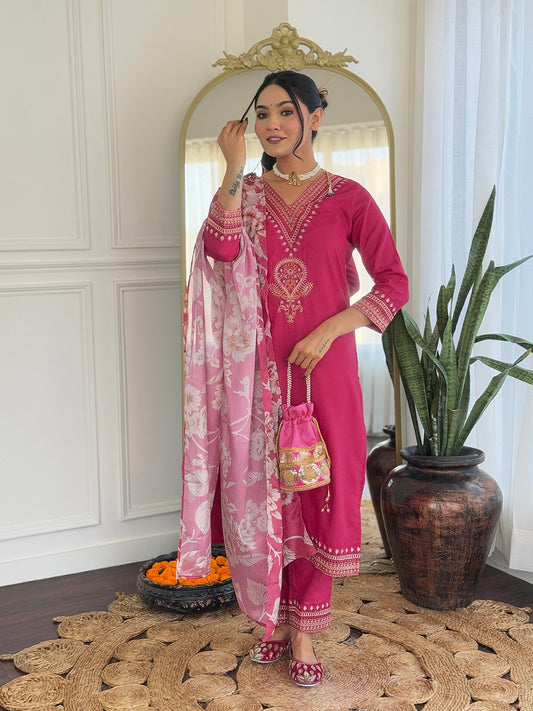 Rose Quartz Pink Kurta Set with Dupatta for women
