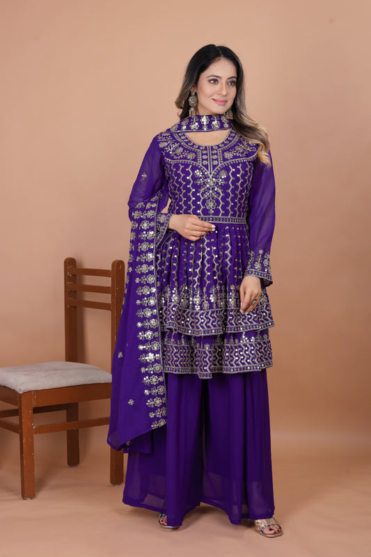 Embroidered Neck Kurta Set