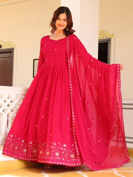 Pink Georgette Party Wear Anarkali Suit