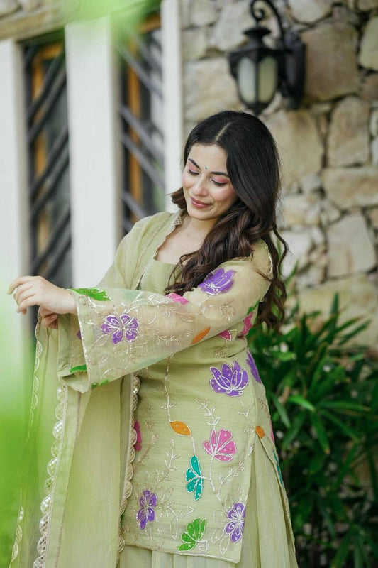 Pista Green Sharara Set for Women – Ethnic Party & Festive Wear