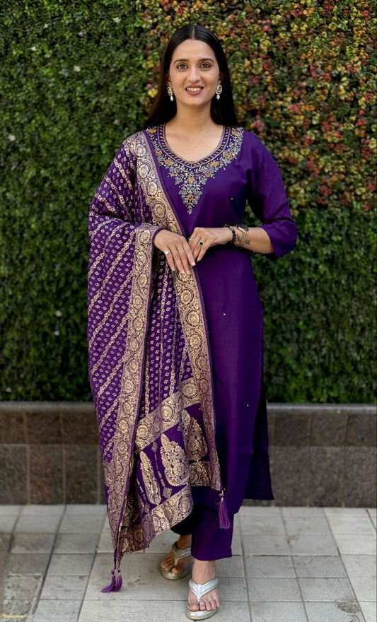 Women’s Purple Kurta Set – Comfortable & Trendy Ethnic Outfit