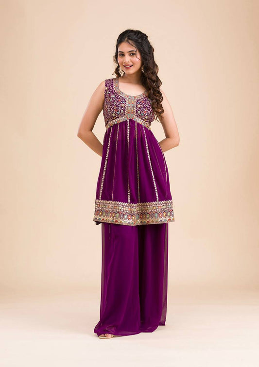 Elegant Purple Sharara Set for Women – Party & Festive Ethnic Wear