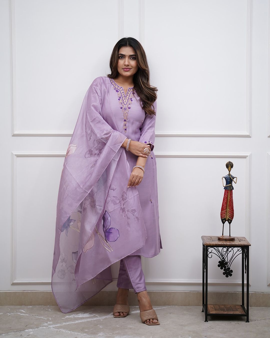 Purple Rayon Festival Wear Kurta Set