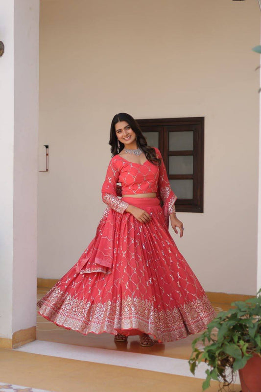 Wedding Wear Georgette Red Lehenga Choli