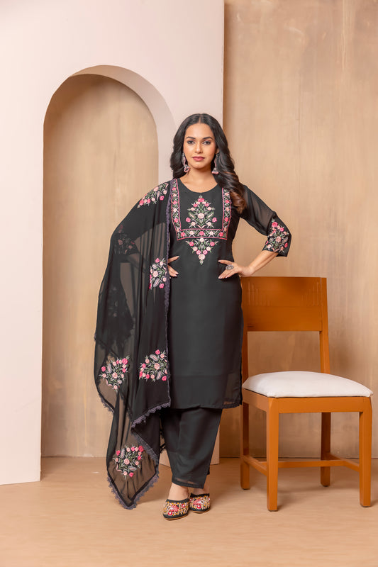 Georgette Black Kurta Set
