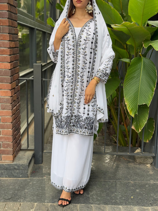 White Embroidered Kurta Set