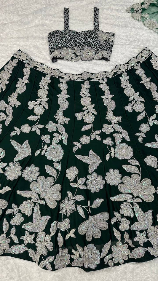 Wedding Wear Silk Green Lehenga Choli