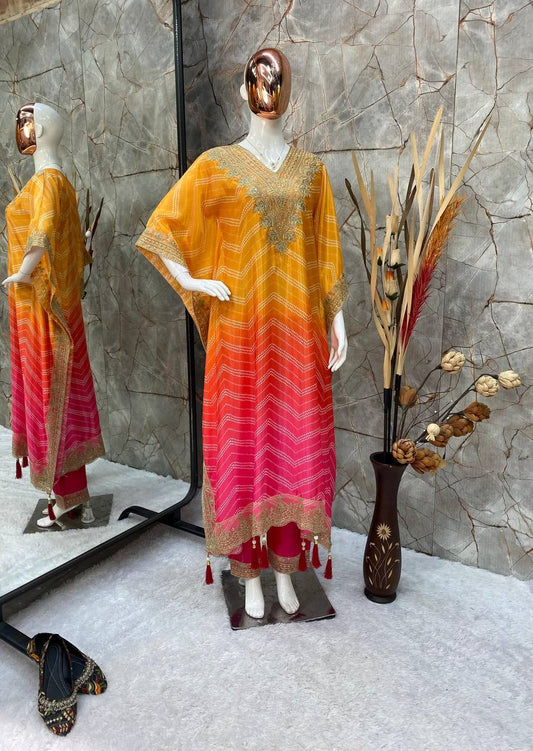 Designer Chinon Yellow Kurta Set