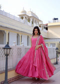 Pink Anarkali Dress with Embroidered Dupatta | Festive & Party Wear Ethnic Outfit