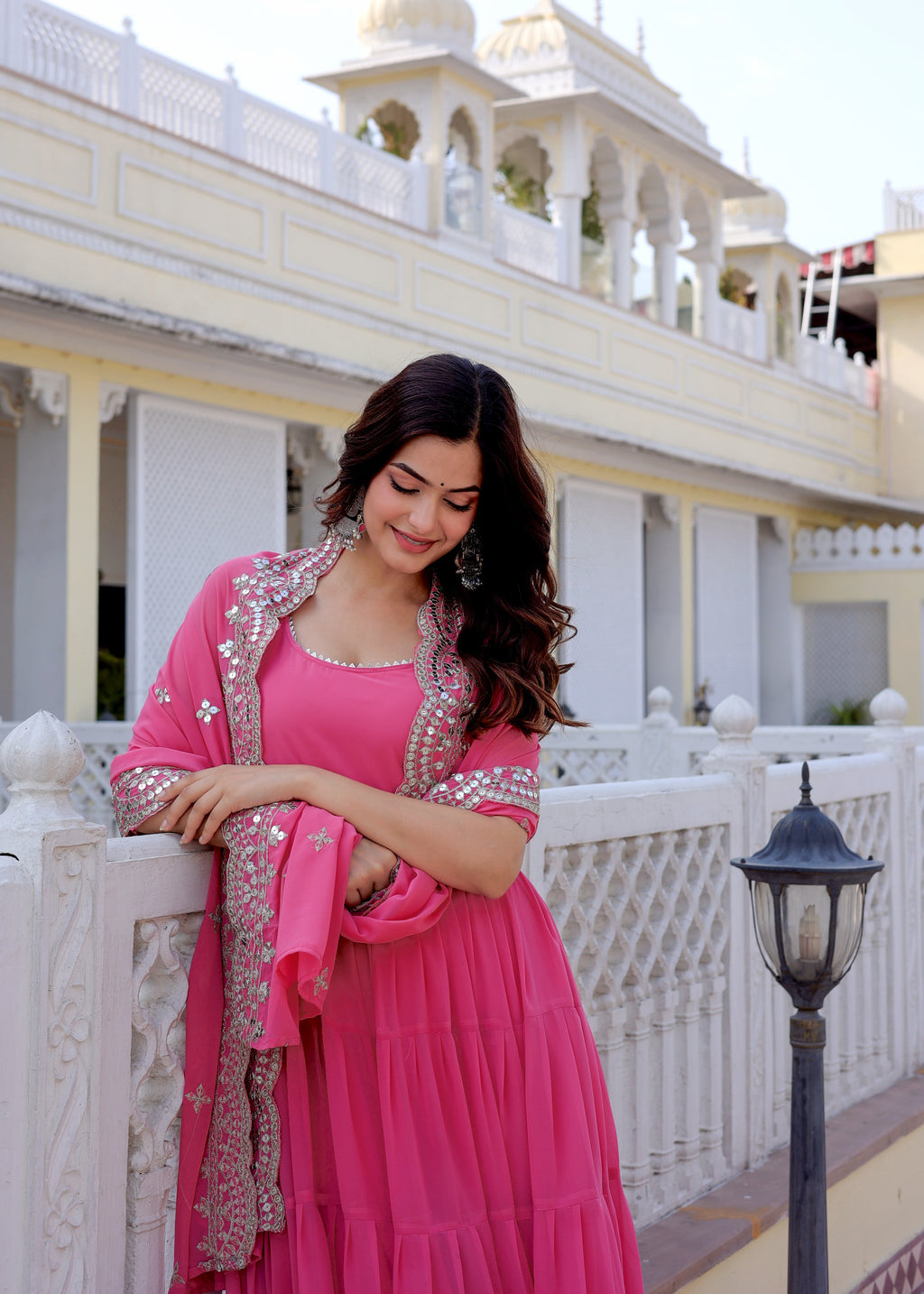 Pink Anarkali Dress with Embroidered Dupatta | Festive & Party Wear Ethnic Outfit
