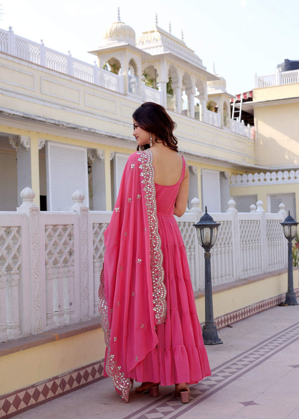 Pink Anarkali Dress with Embroidered Dupatta | Festive & Party Wear Ethnic Outfit