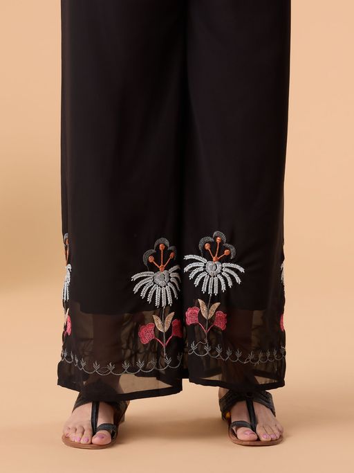 Black Embroidered Kurta Set with Dupatta | Designer Festive & Party Wear Suit