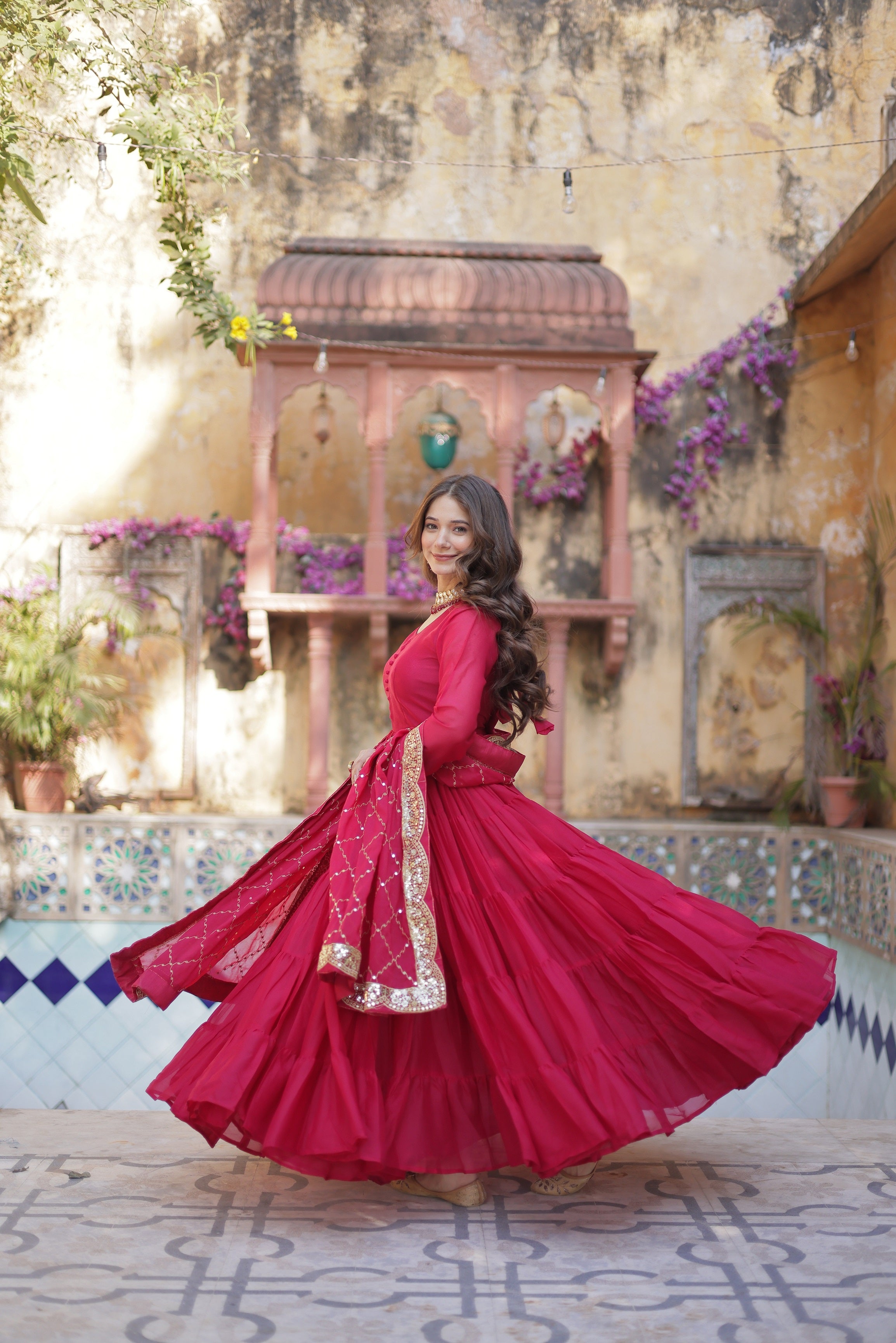 Elegant Pink Anarkali Kurta Set with Dupatta for Women