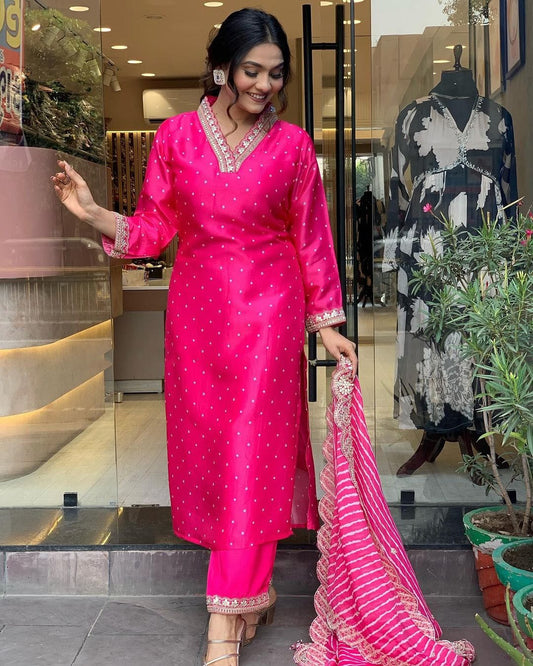 Radiant Pink Kurta Set for Effortless Elegance
