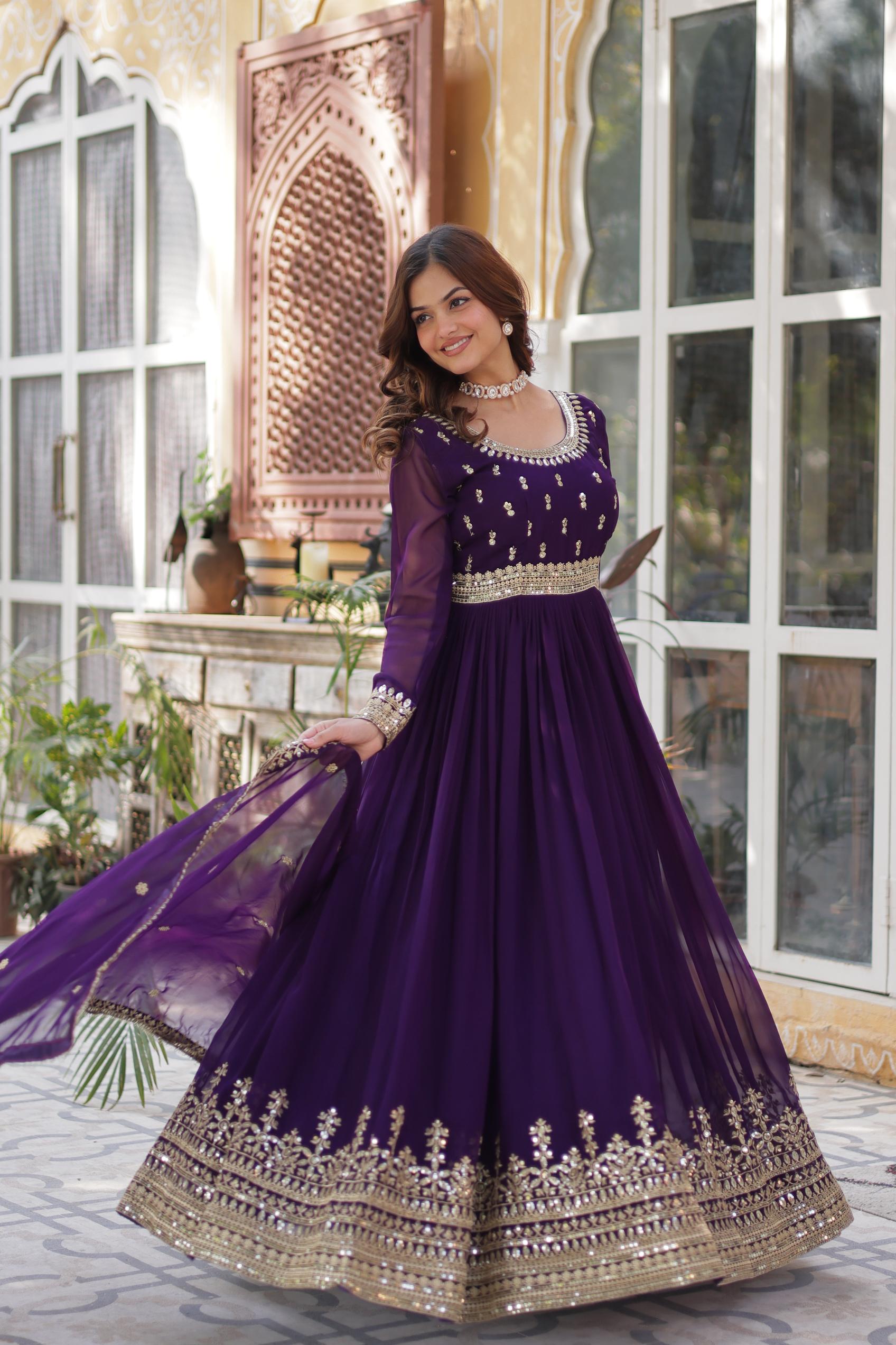 Heavy Embroidered Anarkali Suit Set with Dupatta
