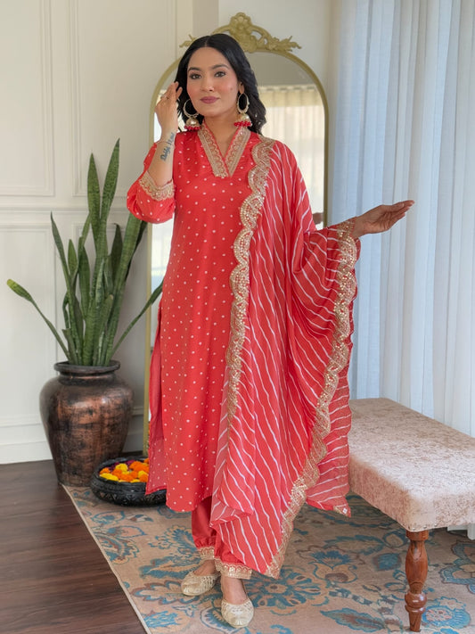 Bold & Beautiful Red Kurta with Dupatta