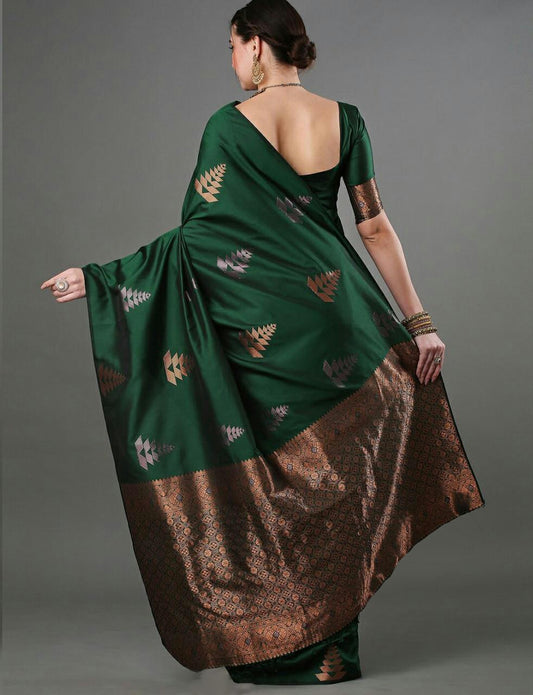 Festive Olive Designer Woven Saree