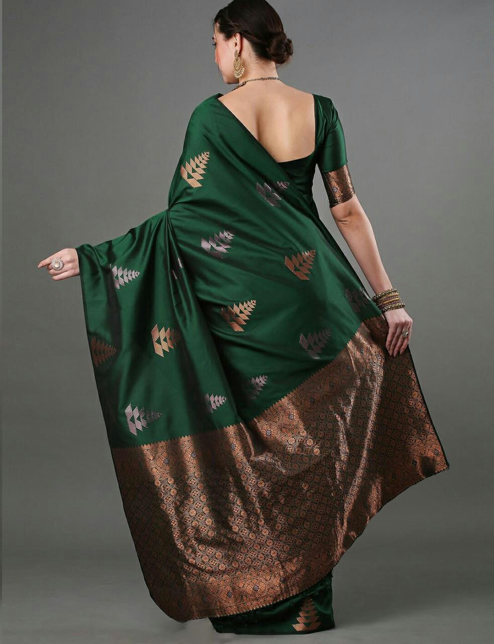 Festive Olive Designer Woven Saree